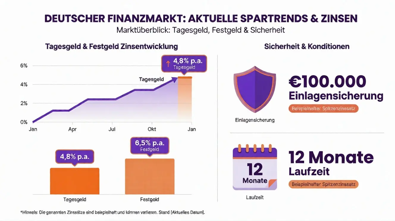 Marktentwicklung und Zinssätze für Sparguthaben in Deutschland - Infografik